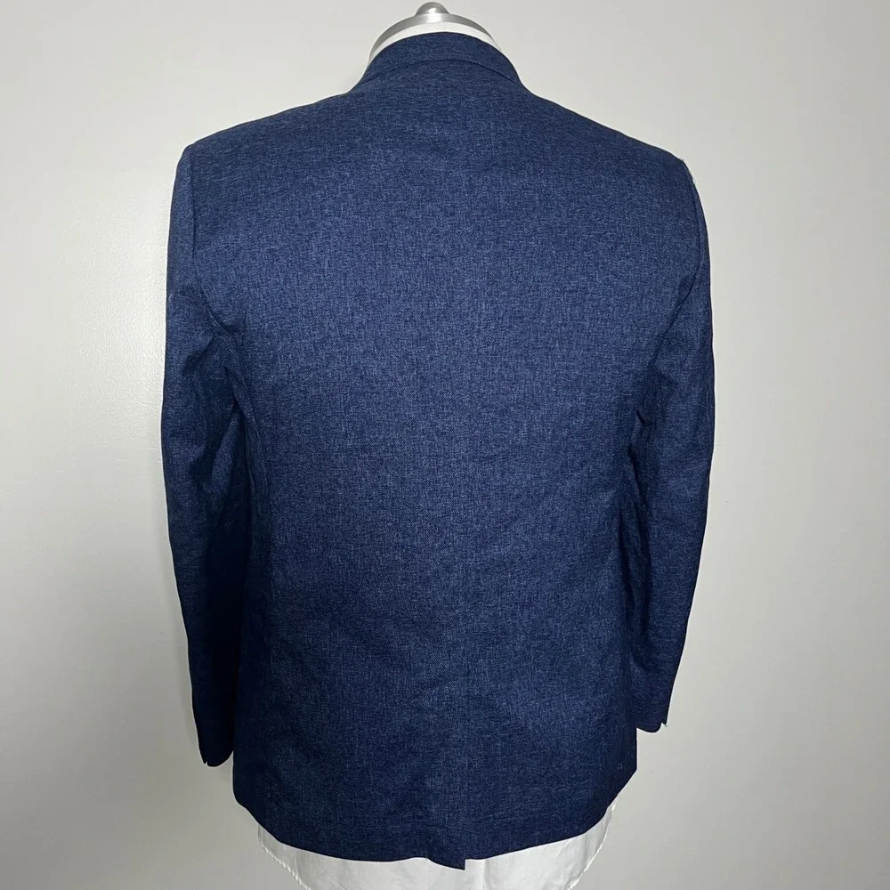 Vince Camuto Blazer Mens 44R Blue Solid Slim Fit Two Button Sport Coat